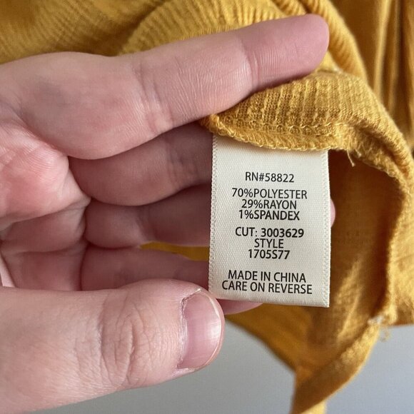 Max Studio Women SZ L Mustard Yellow Long Balloon Sleeve Textured Pullover Top - Picture 7 of 9